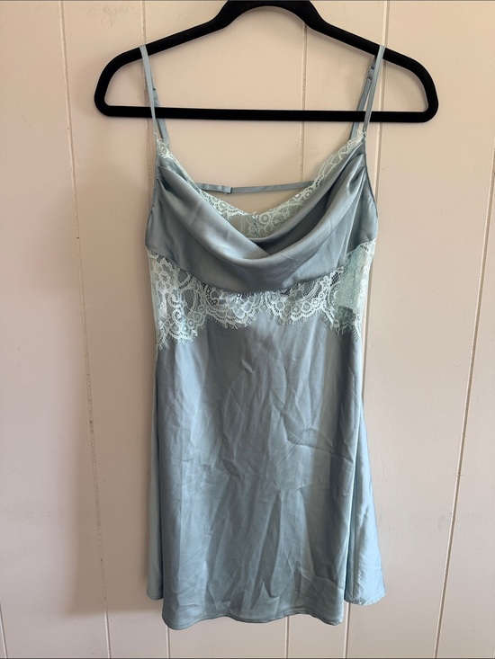 Forever 21 Dresses & Skirts - Silky Lace-Trim Slip Dress Bluish Grey Romantic Fairy Whimsigoth Size Small